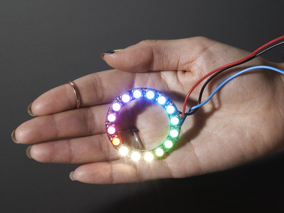 NeoPixel Ring - 16 x 5050 RGBW LEDs w/ Integrated Drivers - Warm White - ~3500K - Click Image to Close